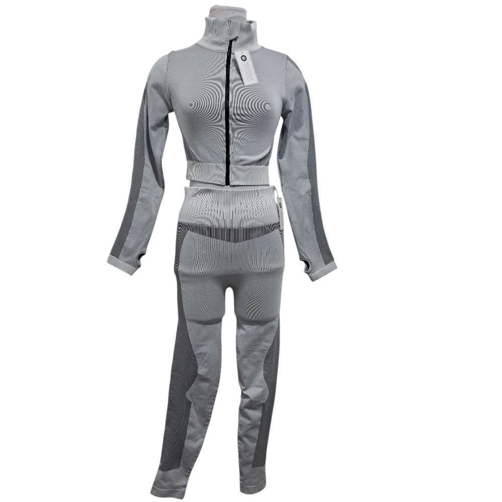Astoria Women's Workout 2 Piece Sets Seamless Yoga Activewear Gym Gray Large NWT